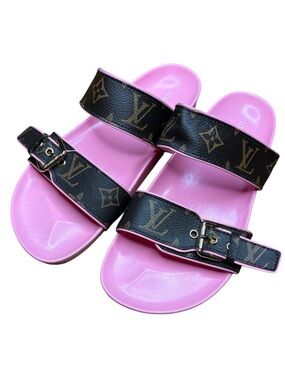Louis Vuitton Pink Monogram Bom Dia Slides| Size 38| Rare Color